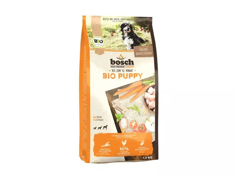 Bosch Tiernahrung Trockenfutter Bio Puppy Huhn & Karotte, 1 kg 1 Bosch Tiernahrung Trockenfutter Bio Puppy Huhn & Karotte, 1 kg