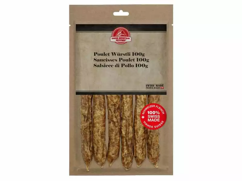Swiss Mountain Petfood Kauartikel Poulet Würstli, 100 g 1 Swiss Mountain Petfood Kauartikel Poulet Würstli, 100 g