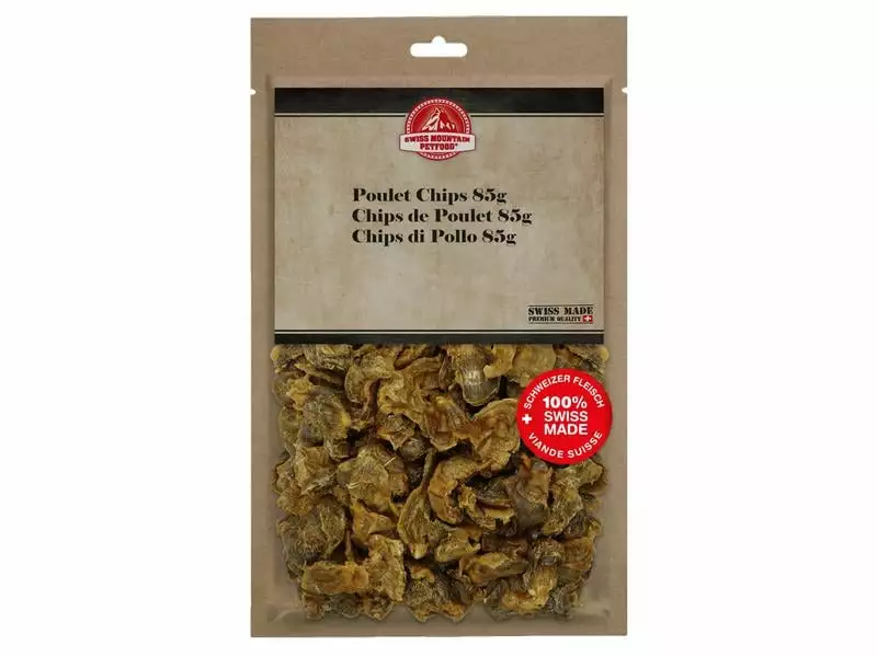 Swiss Mountain Petfood Kauartikel Poulet Chips, 85 g 1 Swiss Mountain Petfood Kauartikel Poulet Chips, 85 g