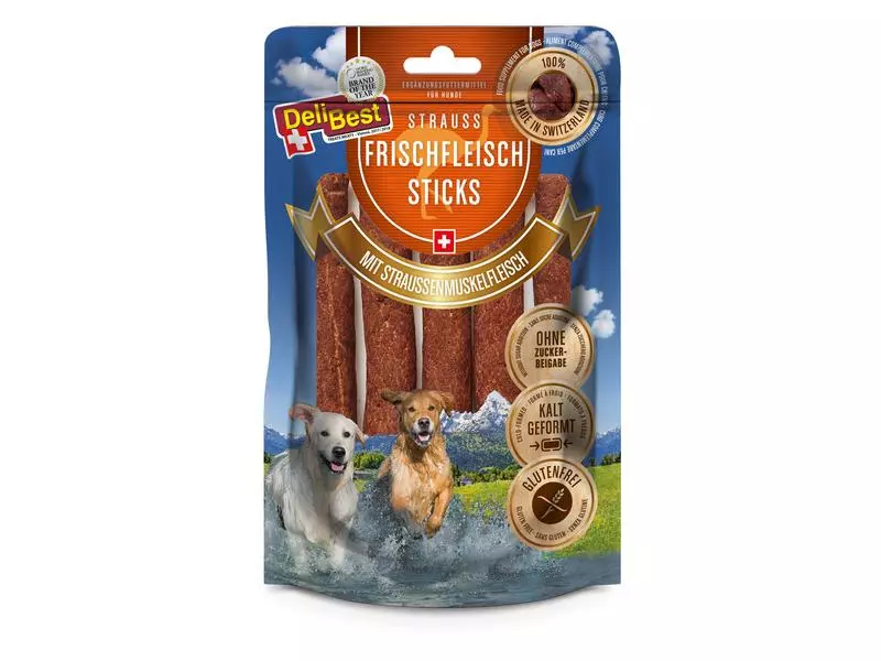 DeliBest Kaustange 10 cm Sticks Strauss, 5 Stück 1 DeliBest Kaustange 10 cm Sticks Strauss, 5 Stück