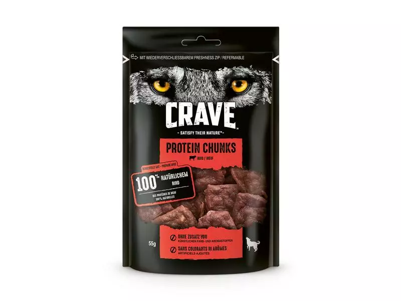 Crave Kausnack Protein Chunks Rind, 5 x 55 g 2 Crave Kausnack Protein Chunks Rind, 5 x 55 g - Image 2