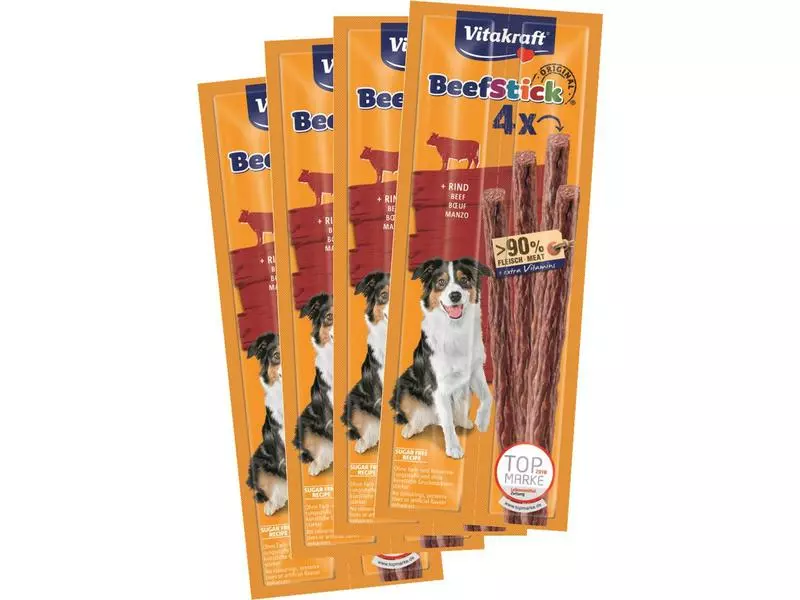 Vitakraft Leckerli Beef-Stick Rind, 4 x 4 Stk. 1 Vitakraft Leckerli Beef-Stick Rind, 4 x 4 Stk.
