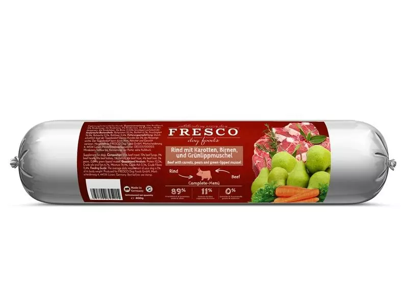 FRESCO Nassfutter BARF Rind mit Karotten, 400 g 1 FRESCO Nassfutter BARF Rind mit Karotten, 400 g