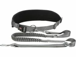 Trixie Joggingleine Bauchgurt mit Leine M, Grafit-Schwarz