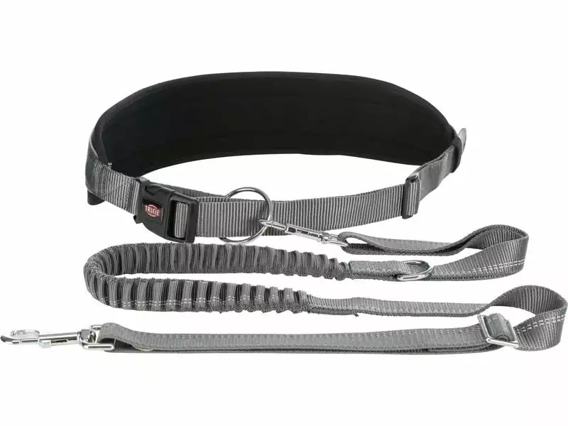 Trixie Joggingleine Bauchgurt mit Leine M, Grafit-Schwarz 1 Trixie Joggingleine Bauchgurt mit Leine M, Grafit-Schwarz