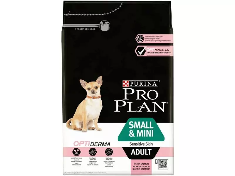 Purina Pro Plan Trockenfutter Small & Mini Adult Sensitive Skin, Lachs, 3 kg 1 Purina Pro Plan Trockenfutter Small & Mini Adult Sensitive Skin, Lachs, 3 kg