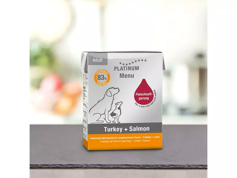 PLATINUM Nassfutter Adult Menu Truthahn & Lachs, 12 x 375 g 2 PLATINUM Nassfutter Adult Menu Truthahn & Lachs, 12 x 375 g - Image 2