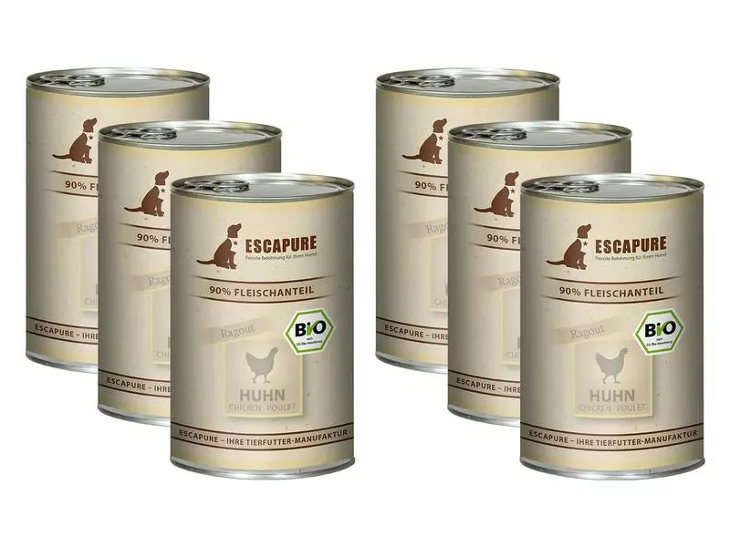 Escapure Nassfutter BIO Huhn Ragout, 6 x 400 g 1 Escapure Nassfutter BIO Huhn Ragout, 6 x 400 g