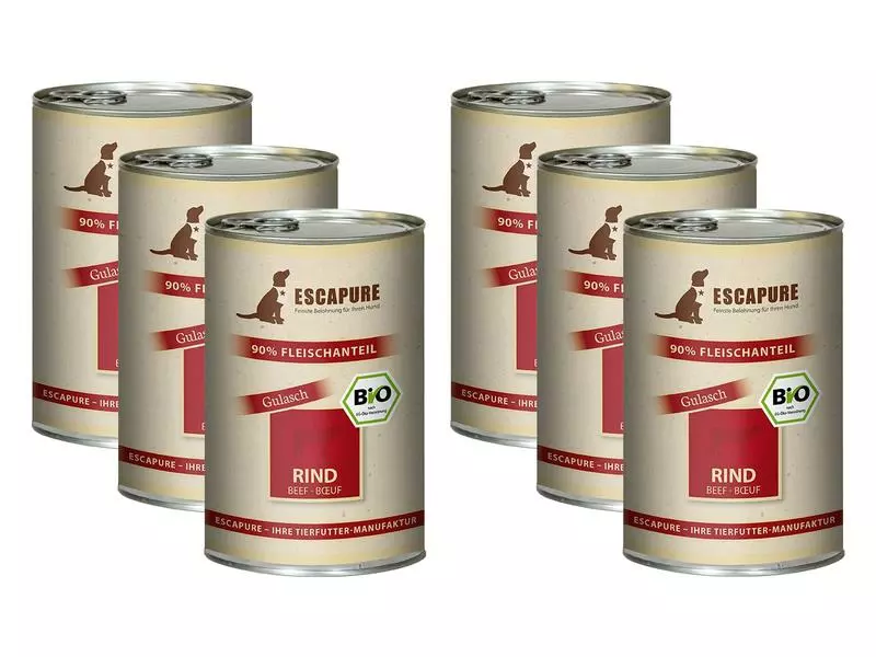 Escapure Nassfutter BIO Rinder Gulasch, 6 x 400 g 1 Escapure Nassfutter BIO Rinder Gulasch, 6 x 400 g