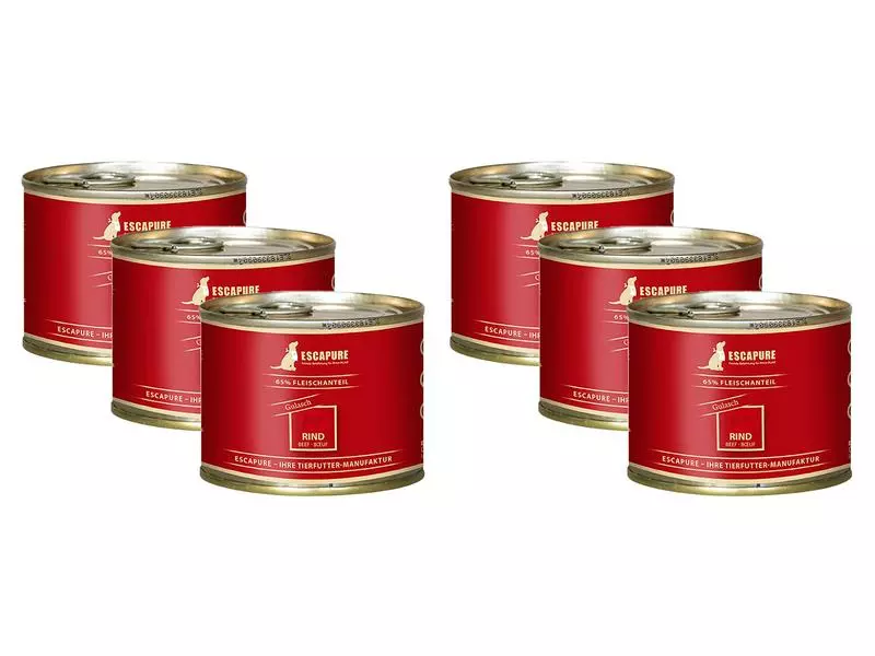 Escapure Nassfutter Rinder Gulasch, 6 x 200 g 1 Escapure Nassfutter Rinder Gulasch, 6 x 200 g