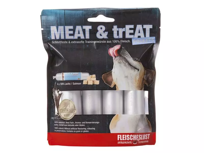 Fleischeslust Leckerli Meat & Treat Pockets Lachs, 4 x 40 g 1 Fleischeslust Leckerli Meat & Treat Pockets Lachs, 4 x 40 g