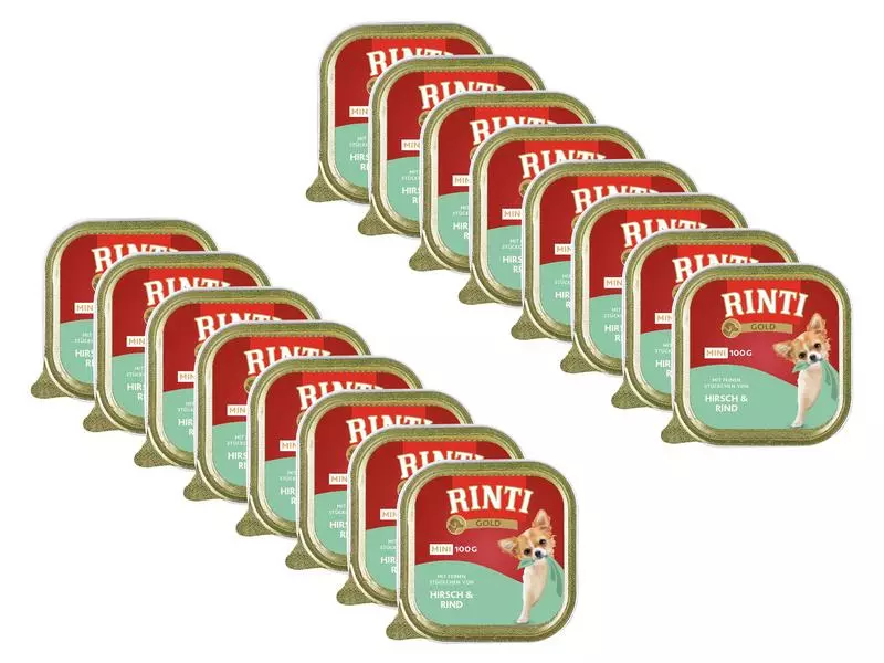 Rinti Nassfutter Gold Mini Hirsch & Rind, 16 x 100 g 1 Rinti Nassfutter Gold Mini Hirsch & Rind, 16 x 100 g