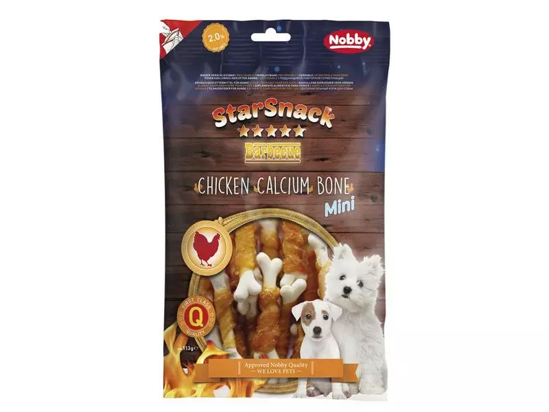 Nobby Leckerli StarSnack Barbecue Mini Chicken Calcium, Bone, 113g 1 Nobby Leckerli StarSnack Barbecue Mini Chicken Calcium, Bone, 113g