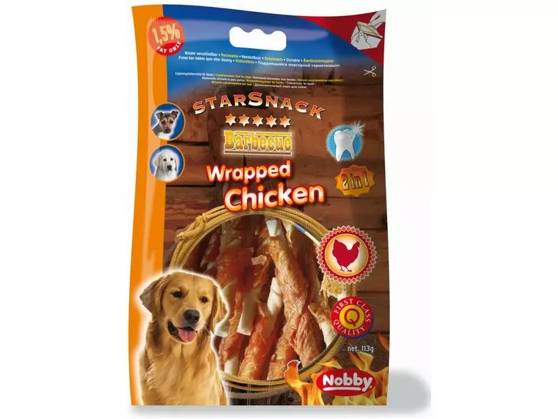 Nobby Kausnack StarSnack Barbecue Wrapped Chicken, 12.5 cm, 113 g 1 Nobby Kausnack StarSnack Barbecue Wrapped Chicken, 12.5 cm, 113 g