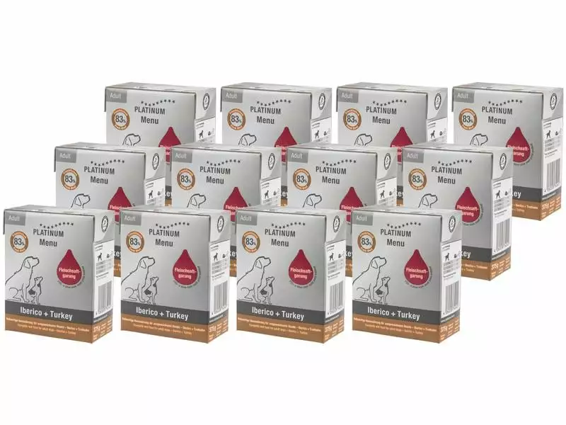 PLATINUM Nassfutter Adult Menu Iberico & Truthahn, 12 x 375 g 1 PLATINUM Nassfutter Adult Menu Iberico & Truthahn, 12 x 375 g