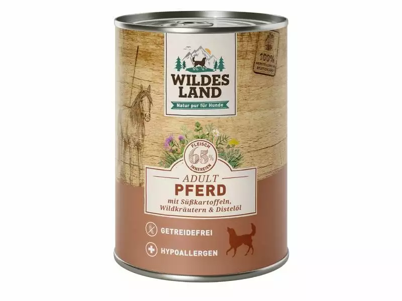 Wildes Land Nassfutter Pferd mit Süsskartoffeln & Wildkräutern 400 g 1 Wildes Land Nassfutter Pferd mit Süsskartoffeln & Wildkräutern 400 g