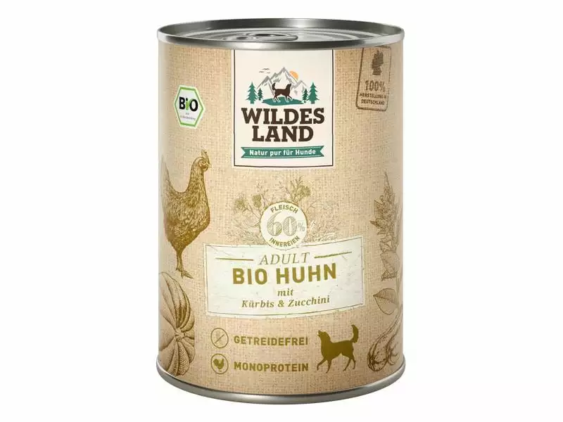 Wildes Land Nassfutter Huhn mit Kürbis & Zucchini 400 g 1 Wildes Land Nassfutter Huhn mit Kürbis & Zucchini 400 g
