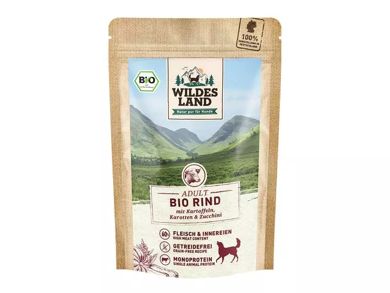 Wildes Land Nassfutter Rind mit Kartoffeln, Karotten & Zucchini 10x125g 1 Wildes Land Nassfutter Rind mit Kartoffeln, Karotten & Zucchini 10x125g