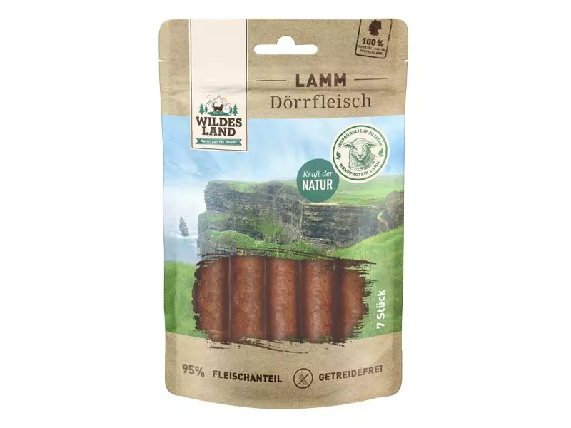 Wildes Land Snack Dörrfleisch Lamm, 7 Stk 1 Wildes Land Snack Dörrfleisch Lamm, 7 Stk