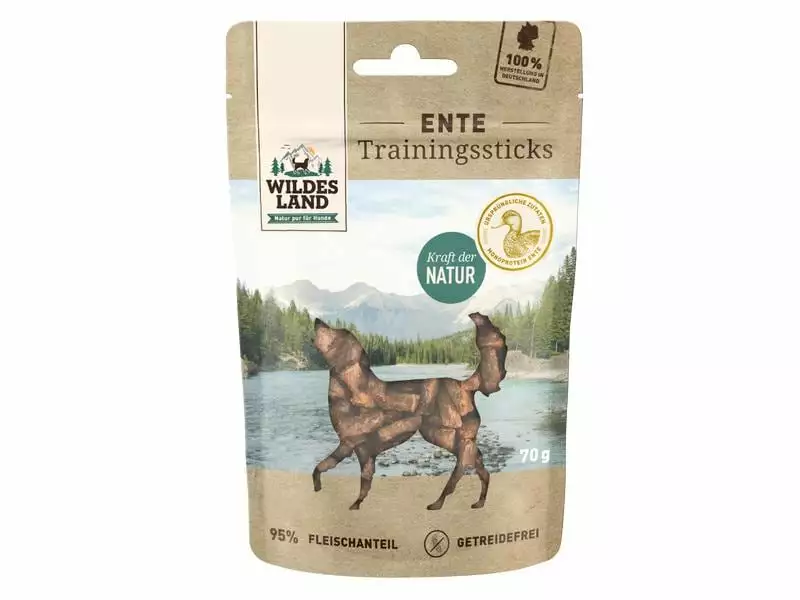 Wildes Land Snack Trainingssticks Ente, 70 g 1 Wildes Land Snack Trainingssticks Ente, 70 g