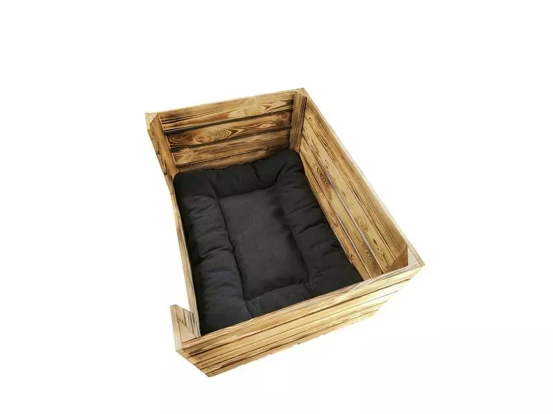 Holz Zollhaus Hunde-Bett Vintage geflammt, 80 x 60 x 45 cm 2 Holz Zollhaus Hunde-Bett Vintage geflammt, 80 x 60 x 45 cm - Image 2