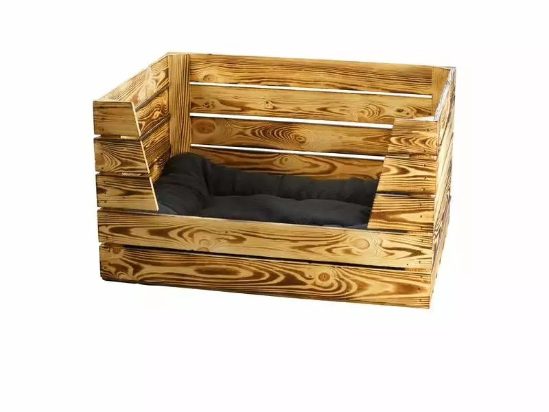Holz Zollhaus Hunde-Bett Vintage geflammt, 80 x 60 x 45 cm 3 Holz Zollhaus Hunde-Bett Vintage geflammt, 80 x 60 x 45 cm - Image 3