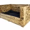 Holz Zollhaus Hunde-Sofa Vintage geflammt, 90 x 57 x 42 cm