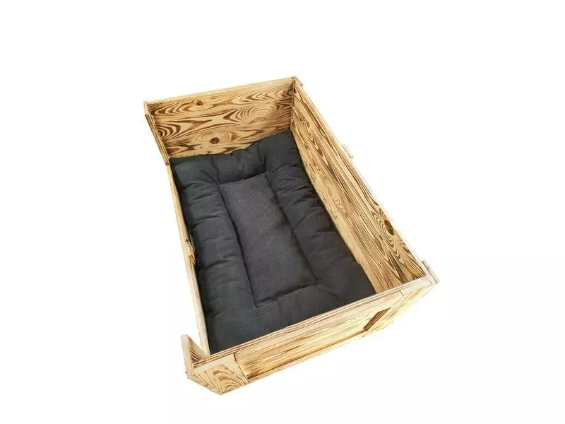 Holz Zollhaus Hunde-Sofa Vintage geflammt, 90 x 57 x 42 cm 2 Holz Zollhaus Hunde-Sofa Vintage geflammt, 90 x 57 x 42 cm - Image 2