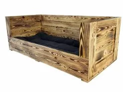 Holz Zollhaus Hunde-Sofa Vintage geflammt XXL, 115 x 55 x 42 cm