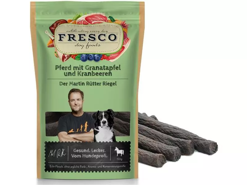 FRESCO Martin Rütter Riegel Pferd, Granatapfel&Preiselbeeren, 100 g 1 FRESCO Martin Rütter Riegel Pferd, Granatapfel&Preiselbeeren, 100 g