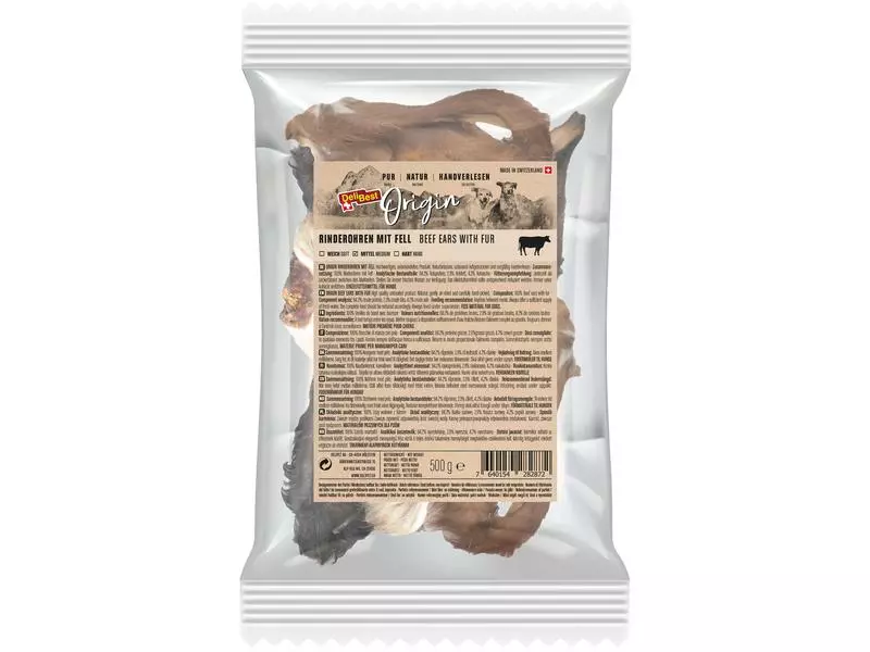 DeliBest Kausnack Origin Rinderohren mit Fell 500 g 1 DeliBest Kausnack Origin Rinderohren mit Fell 500 g