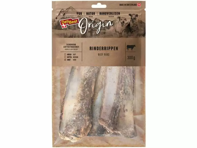DeliBest Kausnack Origin Rinderippen 300 g, Schweizer Fleisch 1 DeliBest Kausnack Origin Rinderippen 300 g, Schweizer Fleisch