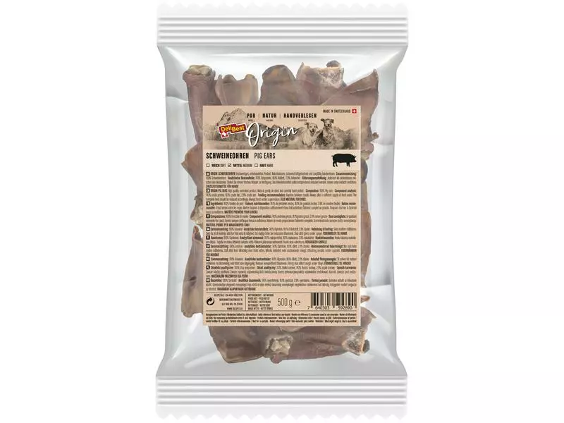 DeliBest Kausnack Origin Schweineohren 500 g, Schweizer Fleisch 1 DeliBest Kausnack Origin Schweineohren 500 g, Schweizer Fleisch