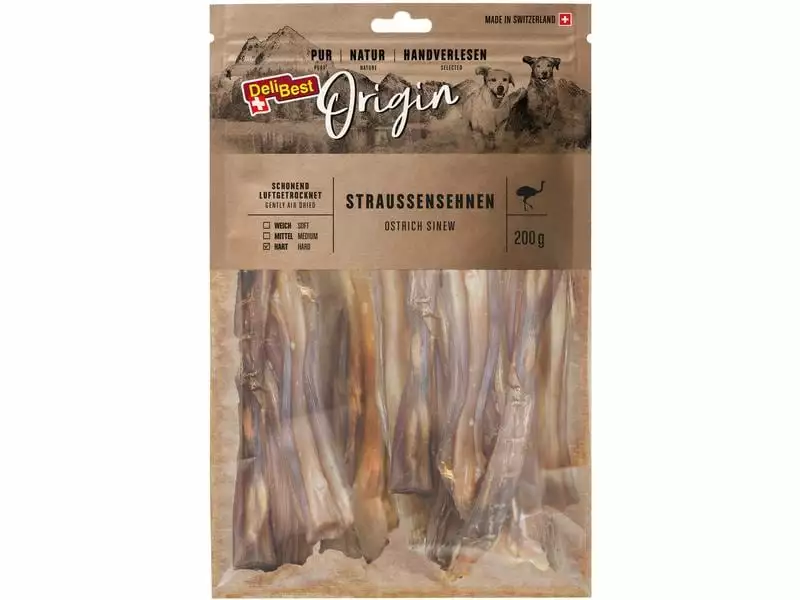 DeliBest Kausnack Origin Straussensehnen klein 200 g 1 DeliBest Kausnack Origin Straussensehnen klein 200 g