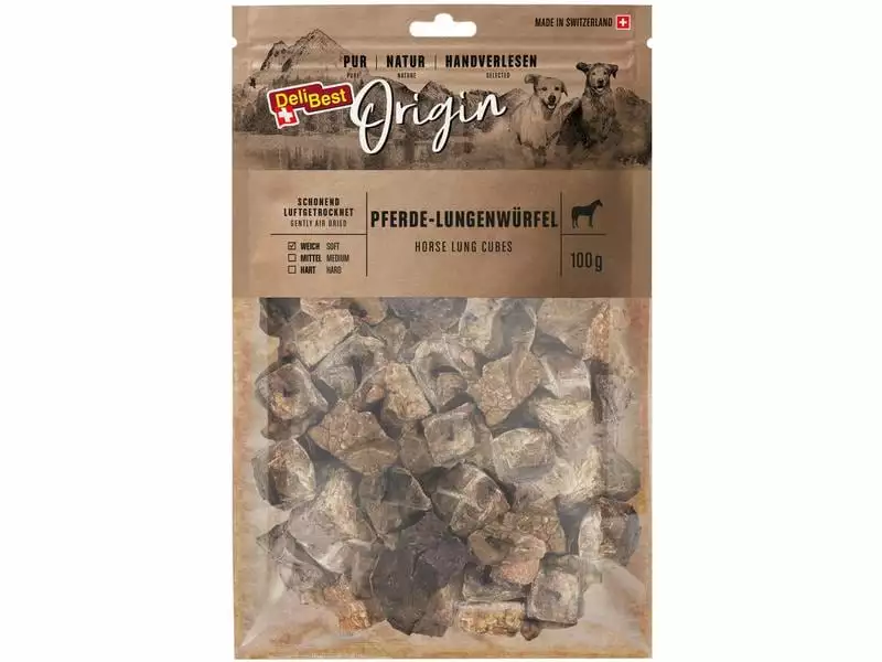 DeliBest Kausnack Origin Pferde-Lungenwürfel 100 g 1 DeliBest Kausnack Origin Pferde-Lungenwürfel 100 g