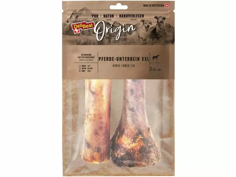 DeliBest Kausnack Origin Pferde-Unterbein XXL ca. 25 cm, 2 Stk. 1 DeliBest Kausnack Origin Pferde-Unterbein XXL ca. 25 cm, 2 Stk.