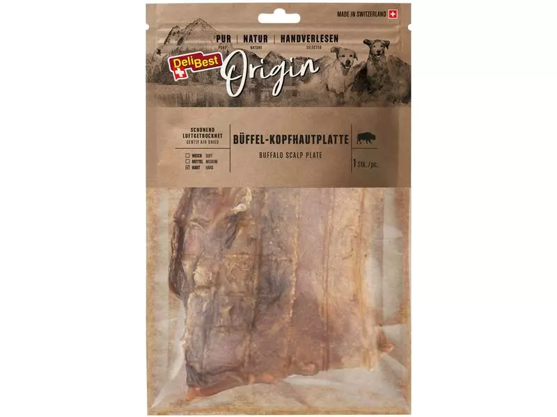 DeliBest Kausnack Origin Büffel-Kopfhautplatte 1 Stk. 1 DeliBest Kausnack Origin Büffel-Kopfhautplatte 1 Stk.