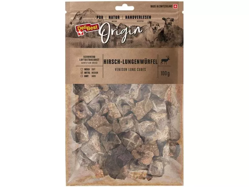 DeliBest Kaustange Origin Hirsch-Lungenwürfel 100 g 1 DeliBest Kaustange Origin Hirsch-Lungenwürfel 100 g