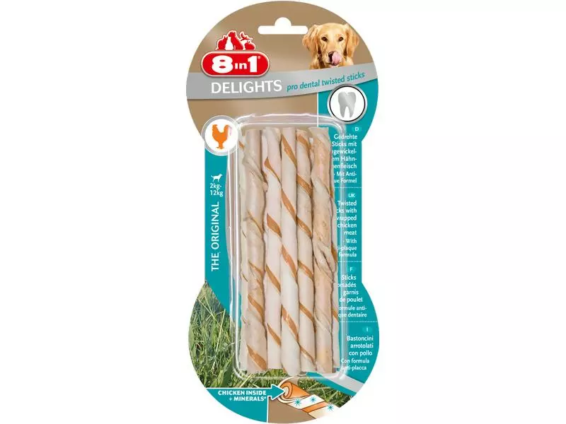 8in1 Kausnack Delights Pro Dental Twisted Sticks, 10 Stk., 55 g 1 8in1 Kausnack Delights Pro Dental Twisted Sticks, 10 Stk., 55 g