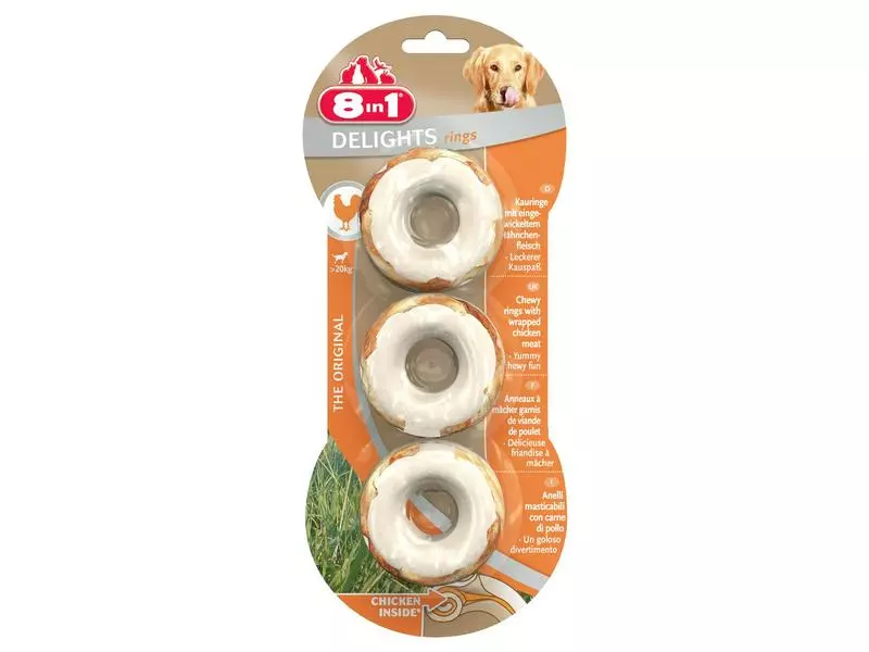 8in1 Kausnack Delights Chicken Rings, 3 Stk., 120 g 1 8in1 Kausnack Delights Chicken Rings, 3 Stk., 120 g