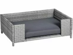 Greemotion PET Hunde-Sofa Rattan-Optik, Grau, Grösse S