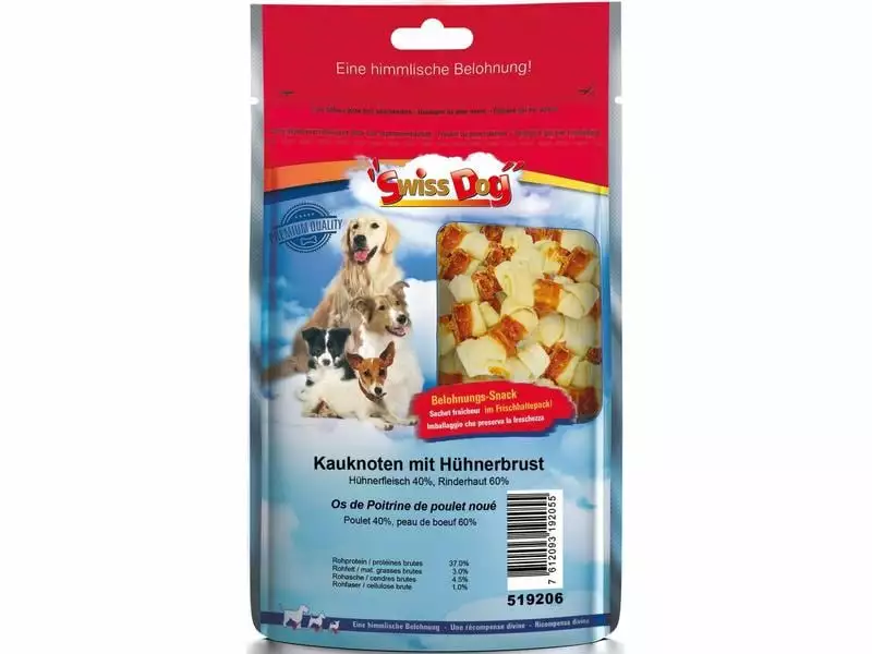SwissDog Kausnack Kauknoten mit Hühnerbrust, 400 g 1 SwissDog Kausnack Kauknoten mit Hühnerbrust, 400 g