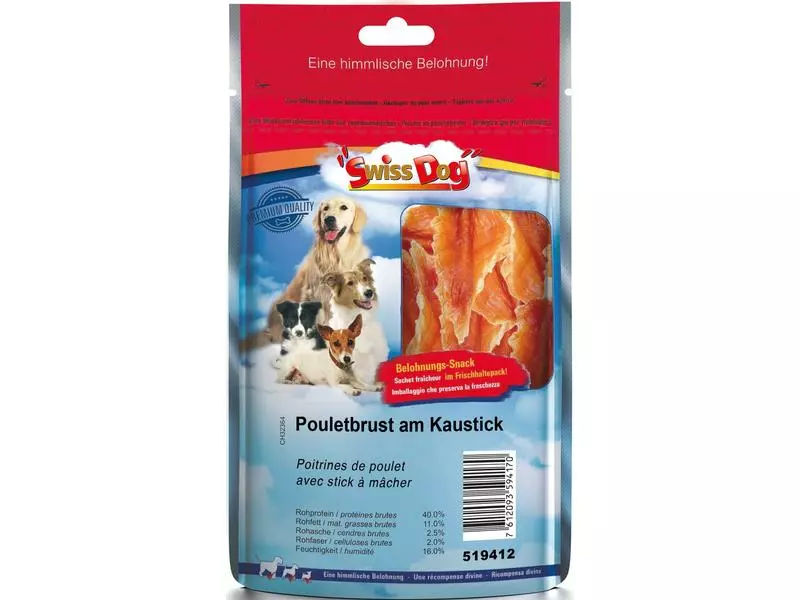 SwissDog Kausnack Pouletbrust am Kaustick, 300 g 1 SwissDog Kausnack Pouletbrust am Kaustick, 300 g