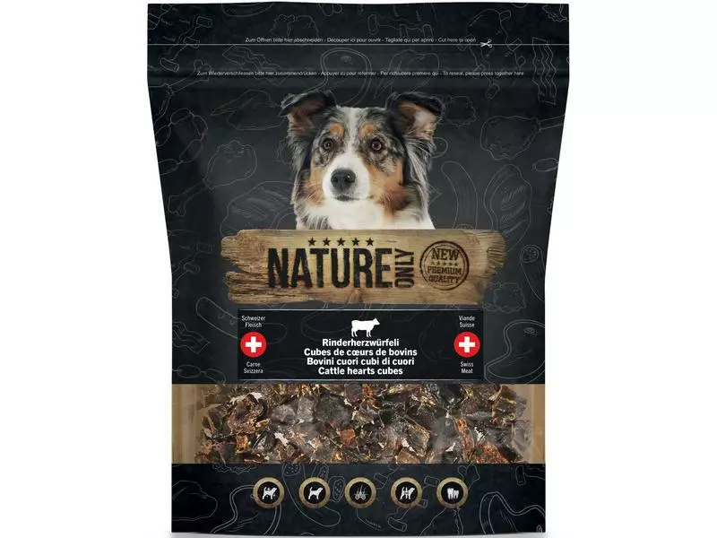 NATUREonly Kauartikel Rinderherzwürfeli, 380 g 1 NATUREonly Kauartikel Rinderherzwürfeli, 380 g