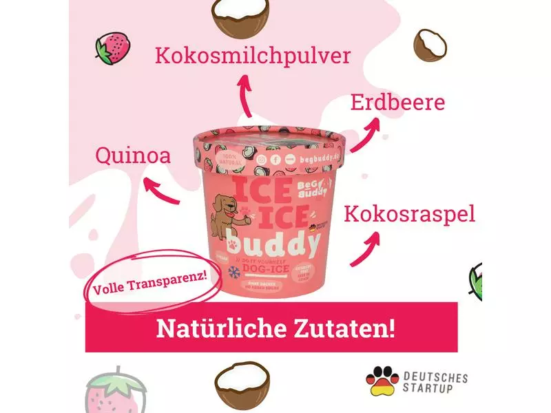 BeG Buddy Hunde-Nahrungsergänzung Eispulver mit Kokos-Erdbeere, 66 g 2 BeG Buddy Hunde-Nahrungsergänzung Eispulver mit Kokos-Erdbeere, 66 g - Image 2