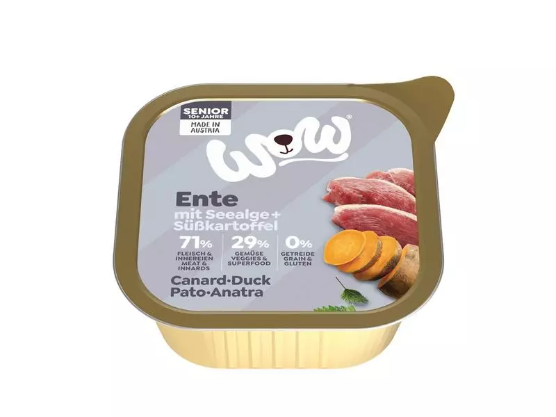 WOW Nassfutter Senior Ente Schale 150g 1 WOW Nassfutter Senior Ente Schale 150g