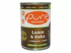 PURE Naturfutter Nassfutter Menü Lamm & Huhn, 400 g