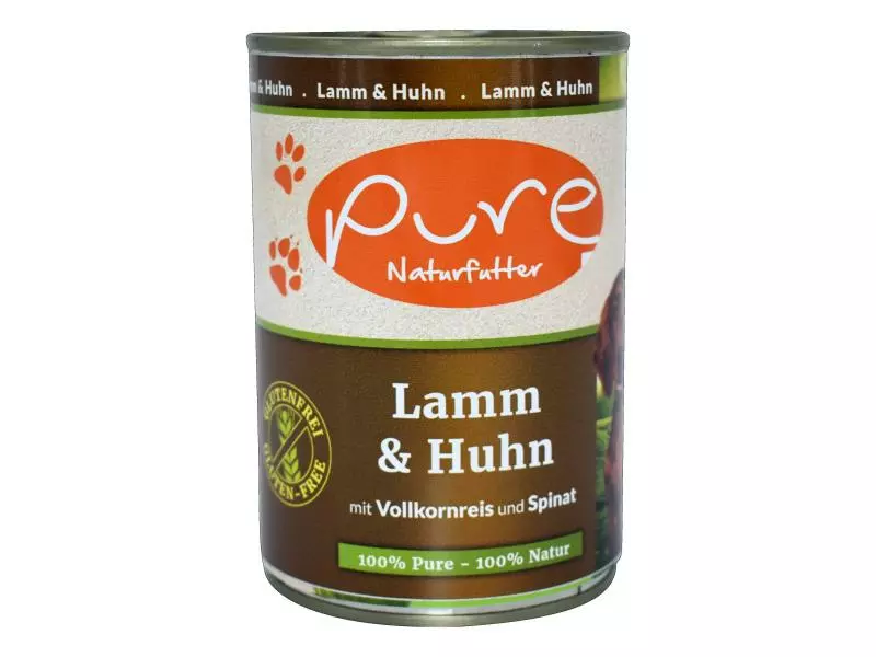 PURE Naturfutter Nassfutter Menü Lamm & Huhn, 400 g 1 PURE Naturfutter Nassfutter Menü Lamm & Huhn, 400 g