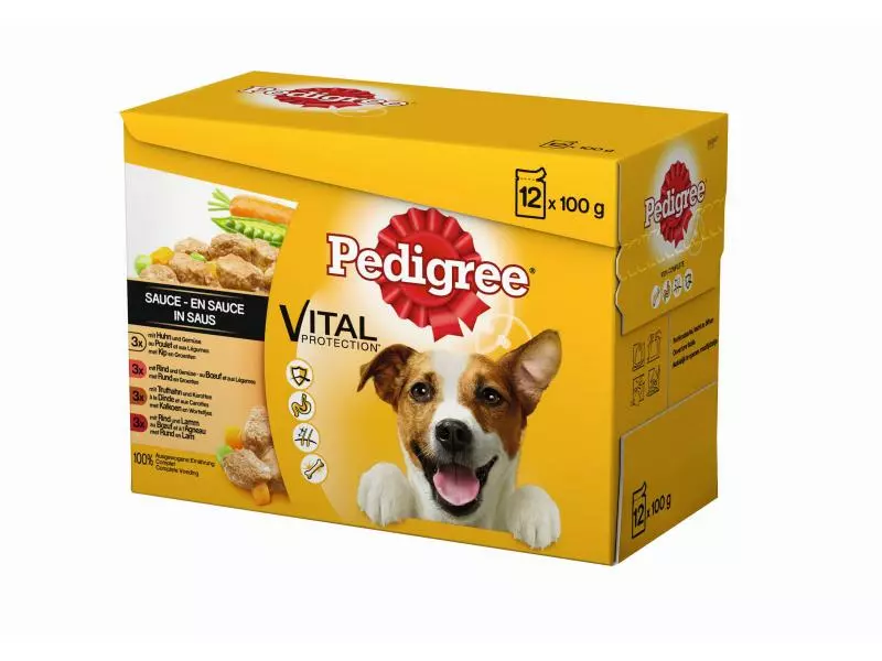 Pedigree Nassfutter Vital Protection 4 Sorten in Sauce, 12 x 100 g 1 Pedigree Nassfutter Vital Protection 4 Sorten in Sauce, 12 x 100 g